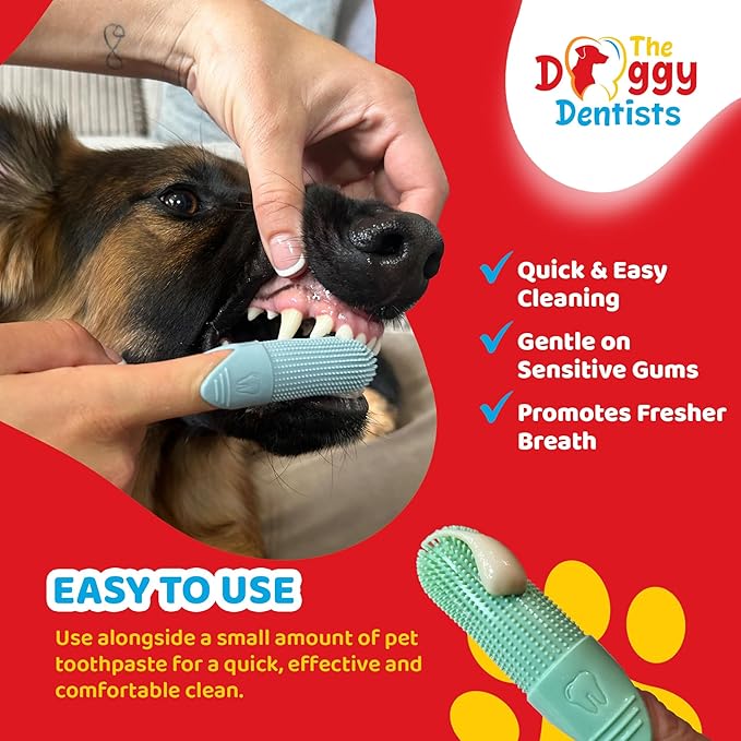 Dog Toothbrush Cat Puppy Finger Toothbrush | Pack of 2 with Storage Cases | Remove Plaque & Tartar Fights Bad Breath | 360° Bristles | Cat Dog Teeth Cleaning Products