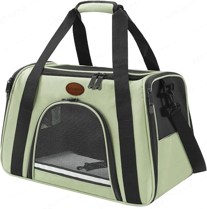 Cat Carrier Dog Carrier Pet Carriers for Medium Small Cats Dogs Puppies up to 15 Lbs,TSA Airline Approved Small Dog Cat Carriers Soft Sided,Collapsible Travel Puppy Carrier (Green, Large)