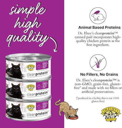 Dr. Elsey's cleanprotein Original Rabbit & Turkey Recipe Wet Cat Food, (Pack of 24), 5.3oz Cans