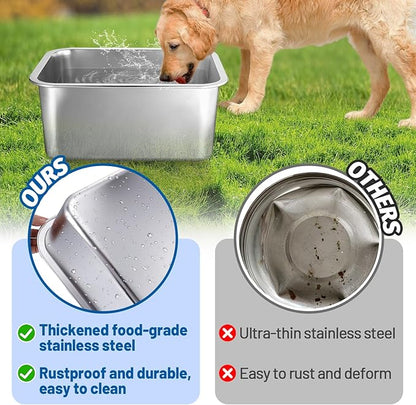 4 Gallons Extra Large Dog Bowls - High Capacity Food Grade Stainless Steel Dog Water and Food Bowl No Spilling, Durable for X-Large Multiple Large Breed Dogs Indoor Outdoor