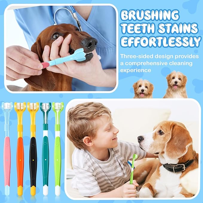 Vesici 20 Pcs 7 Inch Dog Toothbrush 3 Sided Pet Teeth Cleaning Brush Dental Care Suitable for Dog Most Pets Cat Puppy Kitten Different Teeth and Mouth Shapes Cleaning