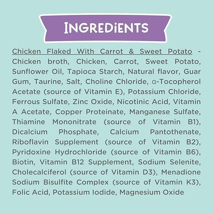 LOVE, NALA - Natural Adult Cat Wet Food - FLAKED Chicken with Carrot & Sweet Potato in Broth - Grain Free, Non-GMO, Lean Protein, Digestive Fiber Blend, Added Minerals & Vitamins - 12 Pack, 2.4 lbs.