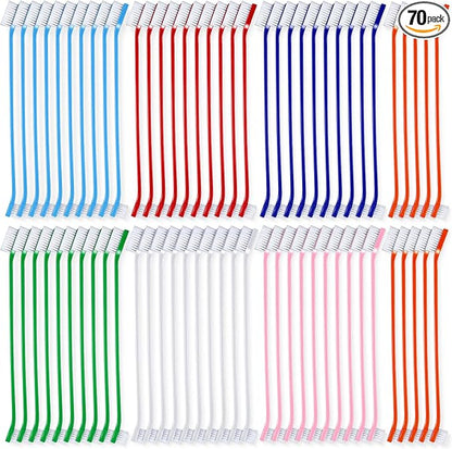 Honeydak Dog Toothbrush Bulk Dual Headed Dental Brushes Dogs Tooth Brushing Kit Long Handle Pet Tooth Brush for Puppy Large Small Cats and Most Pets Teeth Cleaning Dental Supplies(70 Pcs,Colorful)