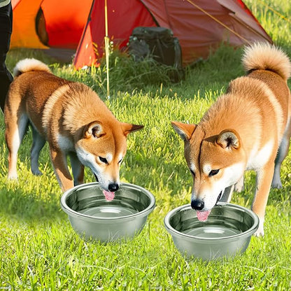 2 Pcs 0.7 Gallon Dog Bowls for Small Medium Dogs - Food Grade Stainless Steel Metal Water Bowl, Easy to Clean Food Bowls for Indoor Outdoor