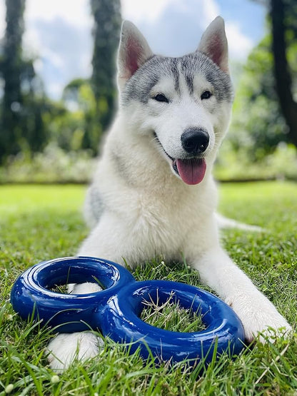 SuperChewy Tough Dog Double Ring Toy | Lifetime Replacement | Strong Natural Rubber | Great Dog Pull Toy for Exercise | Tug Toys for Dogs | Ultra Durable Chew Toys for Aggressive Chewers