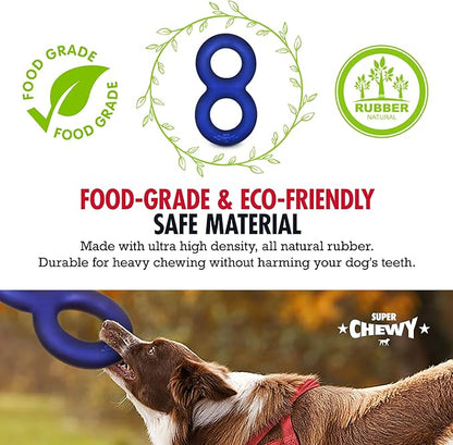 SuperChewy Tough Dog Double Ring Toy | Lifetime Replacement | Strong Natural Rubber | Great Dog Pull Toy for Exercise | Tug Toys for Dogs | Ultra Durable Chew Toys for Aggressive Chewers