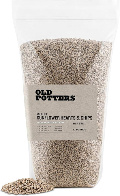 Wildlife Sunflower Hearts & Chips for Bird Feeding and Wildlife Bird attracting, Non-GMO and USA Grown, 12 lbs