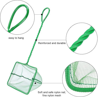 2 Pcs Aquarium Fish Net, 6 inches Fine Mesh Quick Catch Fish Net for Fish Tank Betta Fishing Net