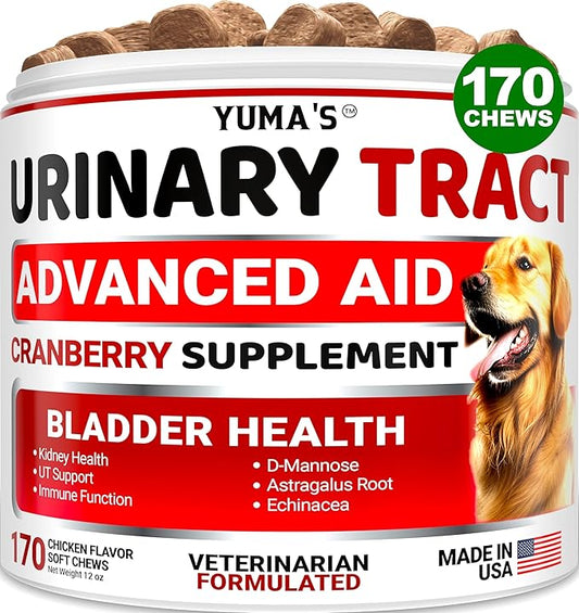 Dog UTI Treatment - 170 Treats - Cranberry Supplement for Dogs - Bladder Control - Urinary Tract Infection Treatment - UTI Medicine Multivitamin - Vitamins and Supplements - Made in USA