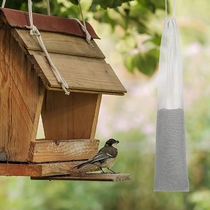 5 Piece Thistle Seed Feeder Set Mesh Socks with Folding Food Funnel for Finches for Garden Yard Outdoor(4 x 16 Inch)