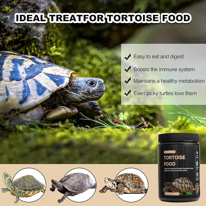 Tortoise Food Sticks - Calcium Enriched for Strong Shells Natural Ingredients with Antarctic Krill & Vitamins,Supports Growth for Desert,Grassland Turtles (9.4oz)