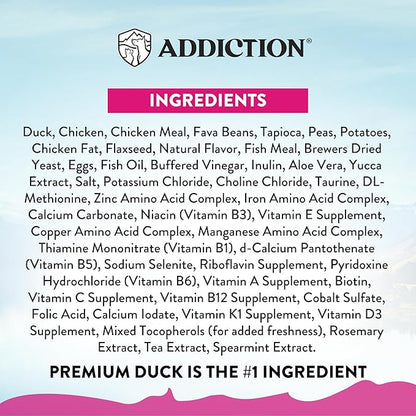 Addiction Duck Royale – Cage-Free New Zealand Duck Recipe – Feline Beauty Blend - Complete & Balanced - Gentle on Digestion - Grain-Free Dry Cat Food for All Life Stages – 4lbs