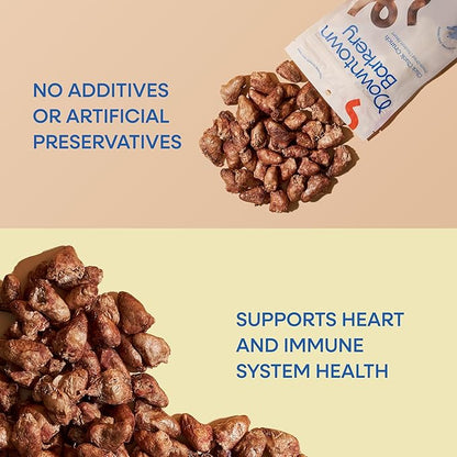 Downtown Barkery Freeze Dried Dog Treats - Single Ingredient, Low Calorie, Rich in Vitamins and Minerals - All Natural - Freeze Dried Chicken Hearts for Dogs, 10 Oz