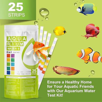 AAwipes Aquarium Ammonia Test Strips 8-in-1 |250 Strips Bag Packs| Quick & Accurate Water Testing Test pH, Carbonate, Alkalinity, Hardness, Chlorine, Nitrite, etc. (K02-250)