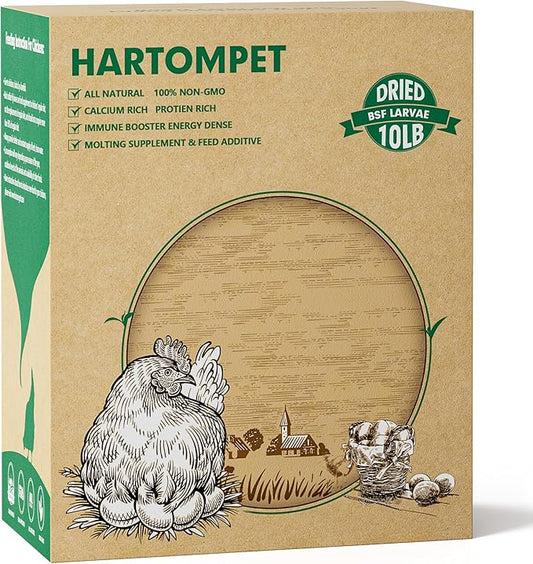 10LB Non-GMO Dried Black Soldier Fly Larvae, Superior Calcium Boost for Chickens, Better Than Dried Mealworms, Poultry Feed Ideal for Molting & Laying Hens, Wild Birds, Ducks | Top Grade BSF