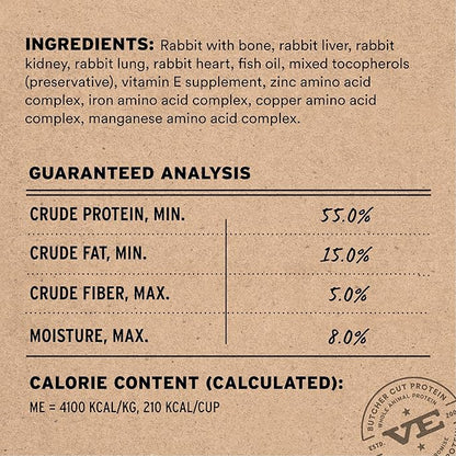 Vital Essentials Freeze-Dried Raw Rabbit Meal or Mixer Dog Food Crunchy Mini Nibs, 14 oz