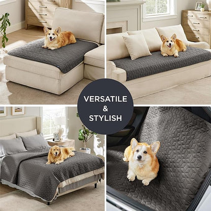 Bedsure 100% Waterproof Couch Cover for Dogs Washable - Non Slip Waterproof Dog Blanket for Couch Sofa, Lightweight Furniture Protector Durable for Pet Puppy with Non-Slip Bottom, Dark Grey, 30x70IN