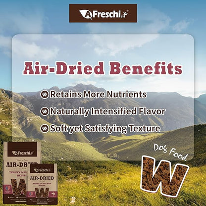 Afreschi Air-Dried Dog Food Turkey & Salmon Recipe 1 lb, All-Natural, Complete & Balanced, Grain-Free, High-Protein, Limited Ingredients