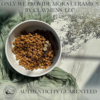 Mora Ceramic Pet Bowl - Large Food/Water Dish for Large Dogs, Cats, Great Dane, Mastiff - 50oz or 8 Cups - Basic Bowls - Vanilla White