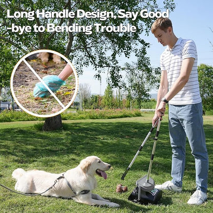 UPSKY Dog Pooper Scooper Swivel Bin & Rake Kit with 100 Waste Bags,33.4" Stainless Steel Long Handle Heavy Duty Pet Poop Shovel for Large Medium Small Dogs, Odor-Proof Lid for Yard/Lawn/Outdoor Use