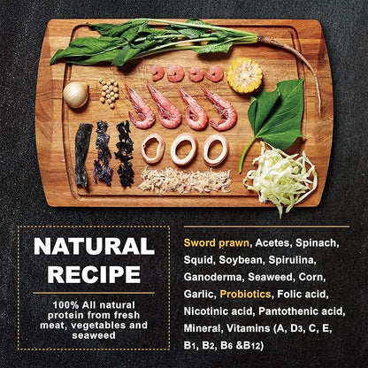 Ultra Fresh Betta Fish Food, Pro Shrimp Patties, 50% Sword Prawns + Akiami Paste Shrimps, All Natural Protein, Rich in Calcium, for Betta's Healthy Development and Cleaner Water, 0.7 oz