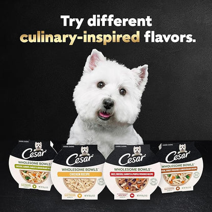 [Cesar] Beef, Chicken, Carrots, Barley & Green Beans Recipe and Chicken, Apple & Sweet Potato Recipe Variety Pack 3 oz (6 Count, Pack of 1)