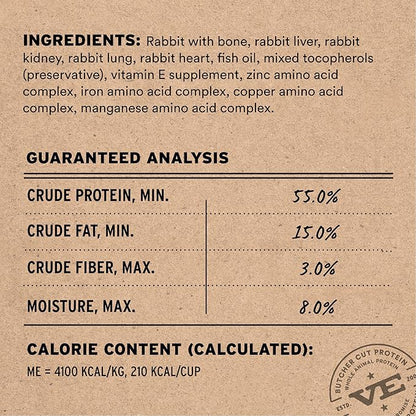 Vital Essentials Freeze-Dried Raw Rabbit Meal or Mixer Cat Food Crunchy Nibs, 12 oz