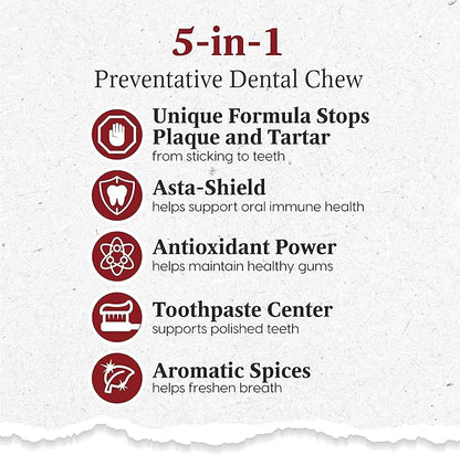 ARK NATURALS Protection Plus Brushless Toothpaste for Mini Breeds, 4 oz Bag, Dog Dental Chew with Toothpaste Center, Prevents Plaque & Tartar, Freshens Breath