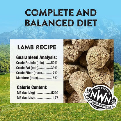 Northwest Naturals Freeze-Dried Lamb Dog Food - Bite-Sized Nuggets - Grain-Free, High-Protein, Raw Diet, Human-Grade, Limited Ingredients, All Natural, Nutrient-Dense, Healthy & Nutritious - 25 Oz