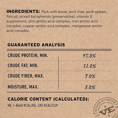 Vital Essentials Freeze-Dried Raw Pork Meal or Mixer Cat Food Crunchy Nibs, 12 oz