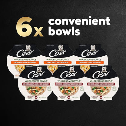 [Cesar] Beef, Chicken, Carrots, Barley & Green Beans Recipe and Chicken, Apple & Sweet Potato Recipe Variety Pack 3 oz (6 Count, Pack of 1)