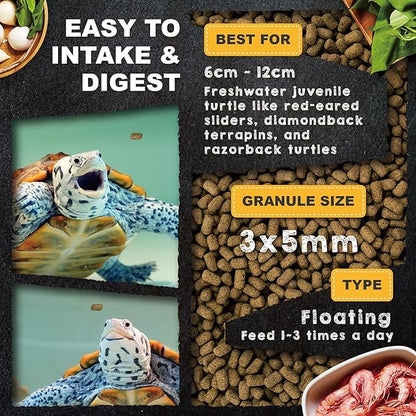 Ultra Fresh Floating Juvenile Turtle Food, All Natural Ingredients, Wild Sword Prawn, w/Deodorizing Probiotics, Juvenile Turtle Deodorizing Nutri Stick 1.6 oz