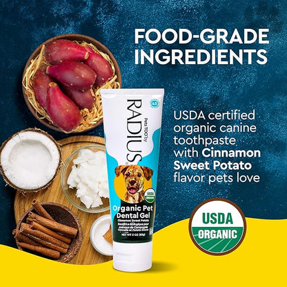 RADIUS USDA Organic Canine Pet Toothpaste 1 Unit, 3 oz, Non Toxic Toothpaste for Dogs, Designed to Clean Teeth and Help Prevent Tartar and Remove Plaque, Xylitol Free