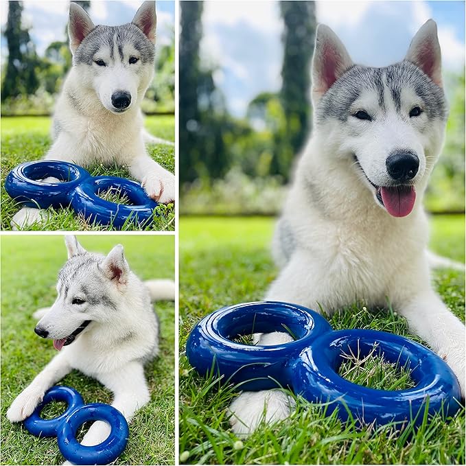 SuperChewy Tough Dog Double Ring Toy | Lifetime Replacement | Strong Natural Rubber | Great Dog Pull Toy for Exercise | Tug Toys for Dogs | Ultra Durable Chew Toys for Aggressive Chewers