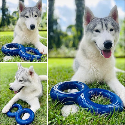 SuperChewy Tough Dog Double Ring Toy | Lifetime Replacement | Strong Natural Rubber | Great Dog Pull Toy for Exercise | Tug Toys for Dogs | Ultra Durable Chew Toys for Aggressive Chewers