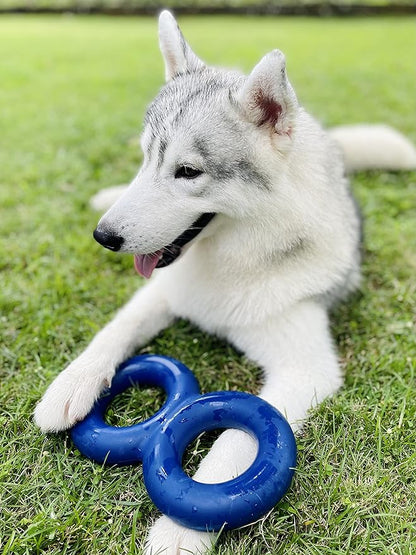 SuperChewy Tough Dog Double Ring Toy | Lifetime Replacement | Strong Natural Rubber | Great Dog Pull Toy for Exercise | Tug Toys for Dogs | Ultra Durable Chew Toys for Aggressive Chewers