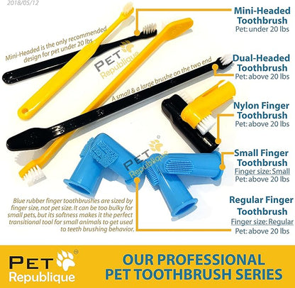 Pet Republique Dog Toothbrush Set of 6 – Dual Headed Dental Hygiene Brushes for Small to Large Dogs, Cats, and Most Pets