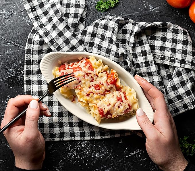 Au Gratin Baking Dishes, by Kook, Mini Casserole Dish, Set of 6, for Banana Split, Oven and Microwave Safe, Dishwasher Safe, Ceramic Serving Dishes, Lasagna & Cobblers, Individual Serving, 12 oz (Navy)