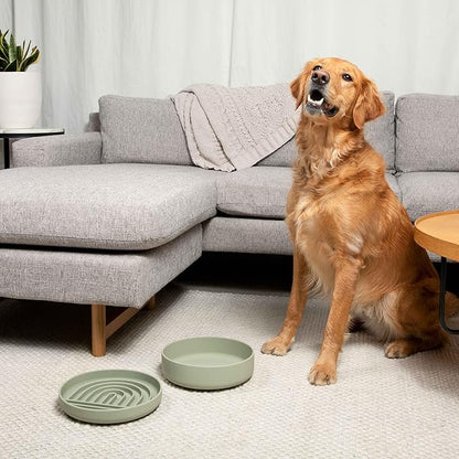 The Perfect Dish No-Spill Dog Water Bowl, Less Mess Non-Tippable Water & Food Bowl, Pure Silicone with Suction Cup, Fits 8 Cups 9.5" Across x 2.5" Tall Ideal for All Pets, Large-Blush