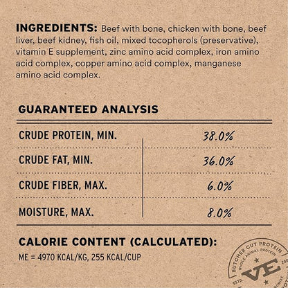 Vital Essentials Freeze-Dried Raw Beef & Chicken Meal or Mixer Cat Food Crunchy Nibs, 8 oz