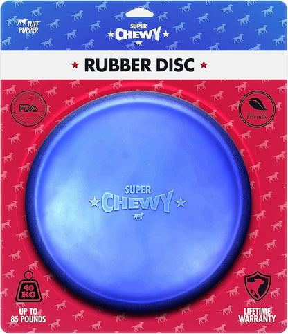 SuperChewy Tough Flying Disc Toy | Lifetime Replacement | Strong Natural Rubber | Great Dog Fetch Toys | Rubber Disc Toy for Dogs | Ultra Durable Chew Toys for Aggressive Chewers | for All Breeds