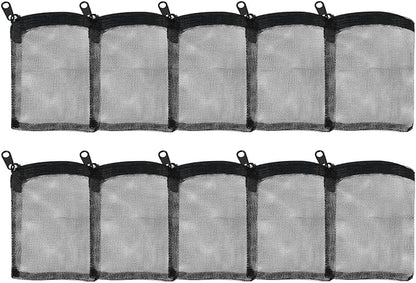 AQUANEAT 10pcs Aquarium Filter Media Bags, Fish Tank Coarse Mesh Bags with Plastic Zipper for Activated Carbon (3" x 4")