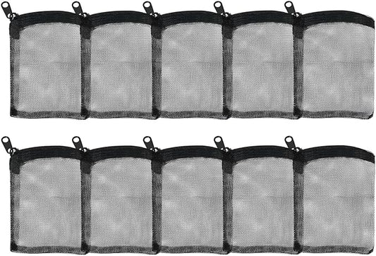 AQUANEAT 10pcs Aquarium Filter Media Bags, Fish Tank Coarse Mesh Bags with Plastic Zipper for Activated Carbon (3" x 4")