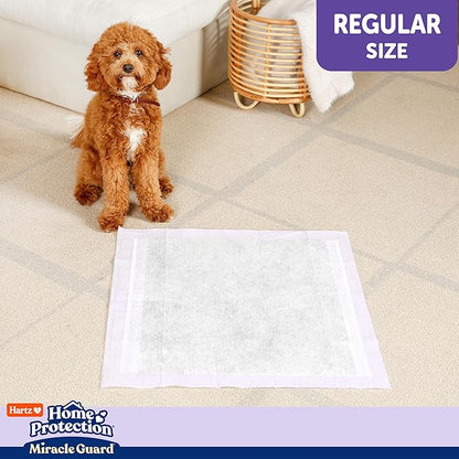New! Hartz Home Protection Miracle Guard Lavender Scented USA Made Dog Pads, Regular Size 50 Count, 24 Hour Use, Won't Leak and Odor Eliminating