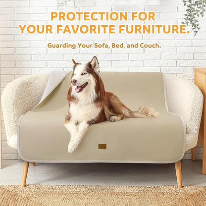 HOMBYS Pet Hair Resistant Dog Blanket, 70"x30" Waterproof PU Surface & Soft Velvet, Reversible Couch Cover for Furniture, Sofa Protector, Machine Washable Kennel Bed Blanket for Large Dogs & Cats