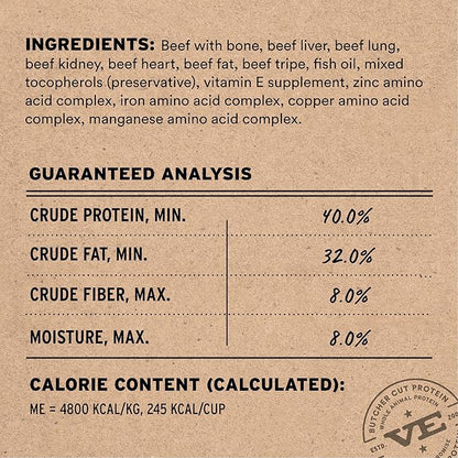 Vital Essentials Freeze-Dried Raw Beef Meal or Mixer Dog Food Crunchy Mini Nibs, 14 oz