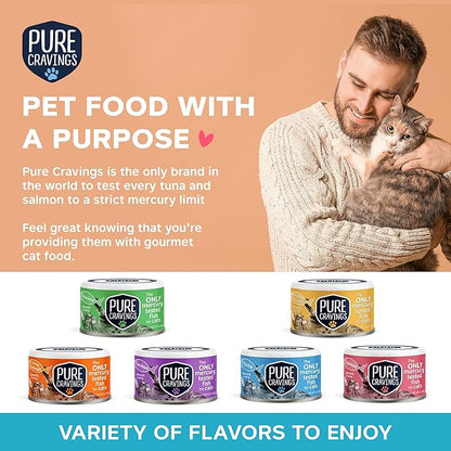 Wet Cat Food Canned Mackerel Cutlets in Gravy, Every Catch is Mercury Tested, Moist Can Fish for Cats, Grain-Free, Protein, Non-GMO, Pack of 12