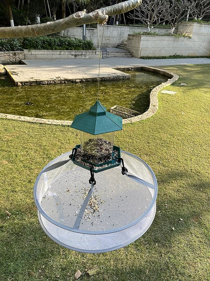 19" Seed/Shell Catcher for Bird Feeders Platform 19 x 19 x 4 inches Birdseed Hoop Outdoor Garden Hanging Tray (White)