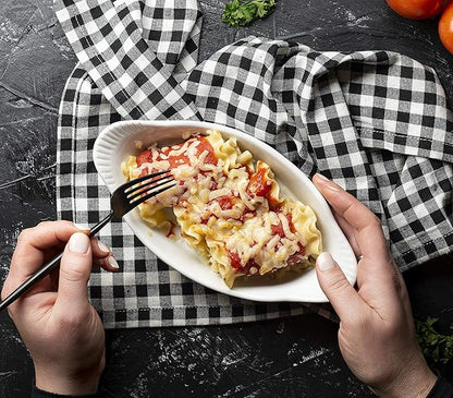 Au Gratin Baking Dishes, Ceramic, by Kook, for Casseroles, Lasagna & Cobblers, Individual Serving, Set of 2, Oven, Microwave & Dishwasher Safe Bakeware, 18 oz, Ivory